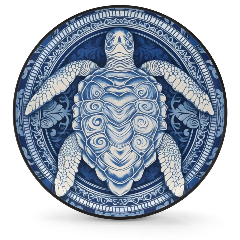Universal 14" Spare Tire Cover Blue Turtle Waterproof Tire Protector w/Elastic Lock, Wheel Cover for Jeep/RV/Camper/Truck/Trailer Fits 25.6-27.2"