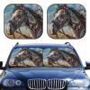 Tribal Painted Horse Car Front Window Sunshades 2-Piece Foldable Windshield Sun Shade Auto Visor Protector Blocks UV Rays Car Front Window Sun Shade, Large view 1