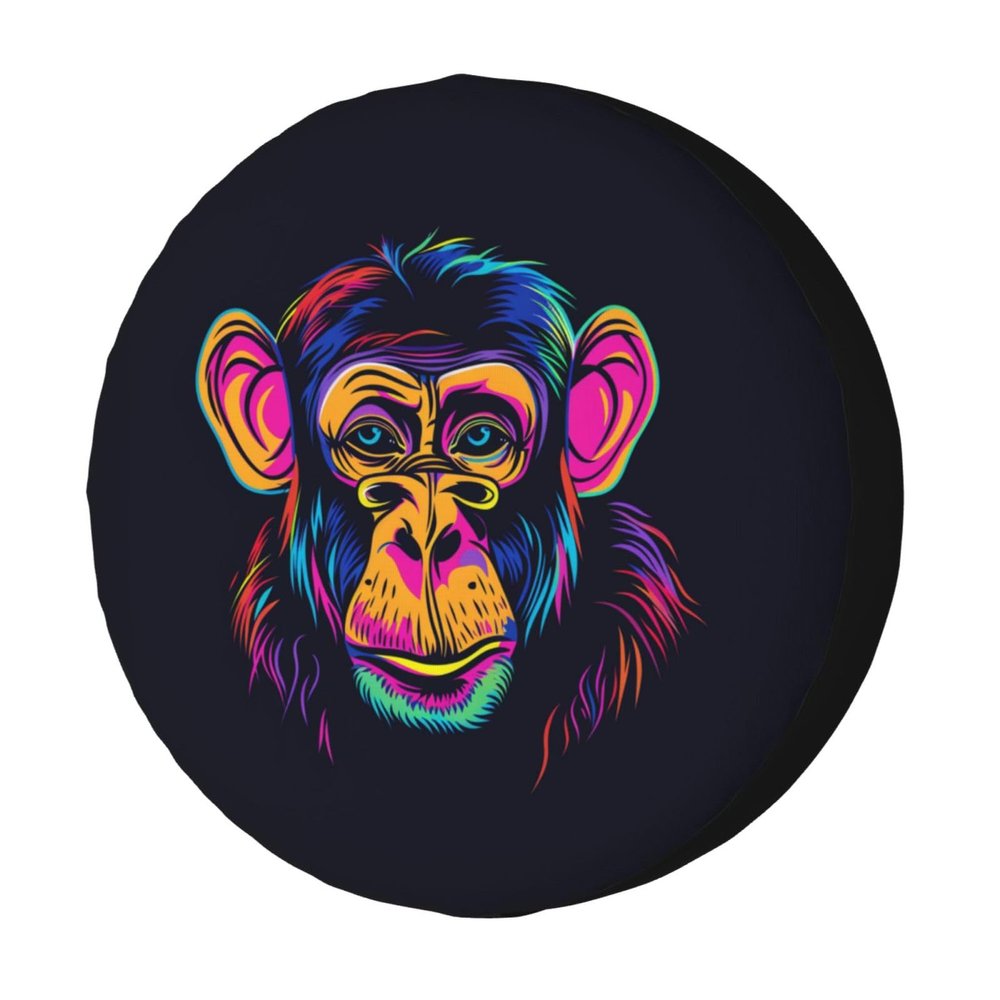 Foruidea Funny Funky Monkey Spare Tire Cover Dust-Proof Wheel Tire Cover Fit Trailer, RV, SUV and Many Vehicle 14 Inch