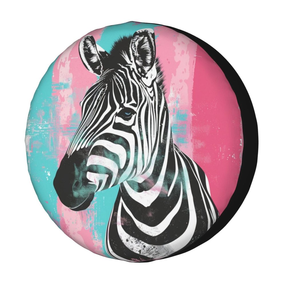 Foruidea Watercolor Zebra Spare Tire Cover Dust-Proof Wheel Tire Cover Fit Trailer, RV, SUV and Many Vehicle 16 Inch