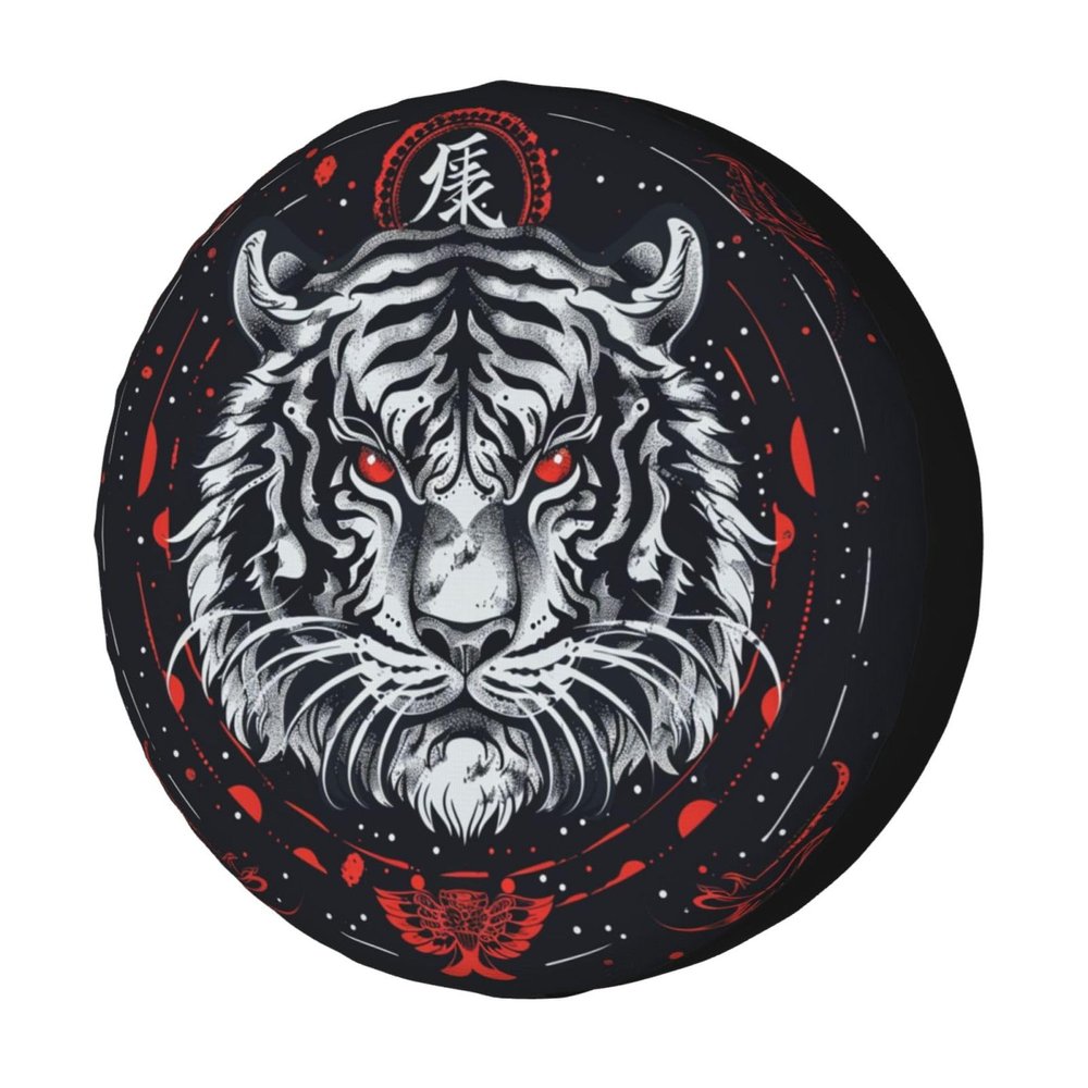 Foruidea Tiger Head 01 Spare Tire Cover Dust-Proof Wheel Tire Cover Fit Trailer, RV, SUV and Many Vehicle 17 Inch