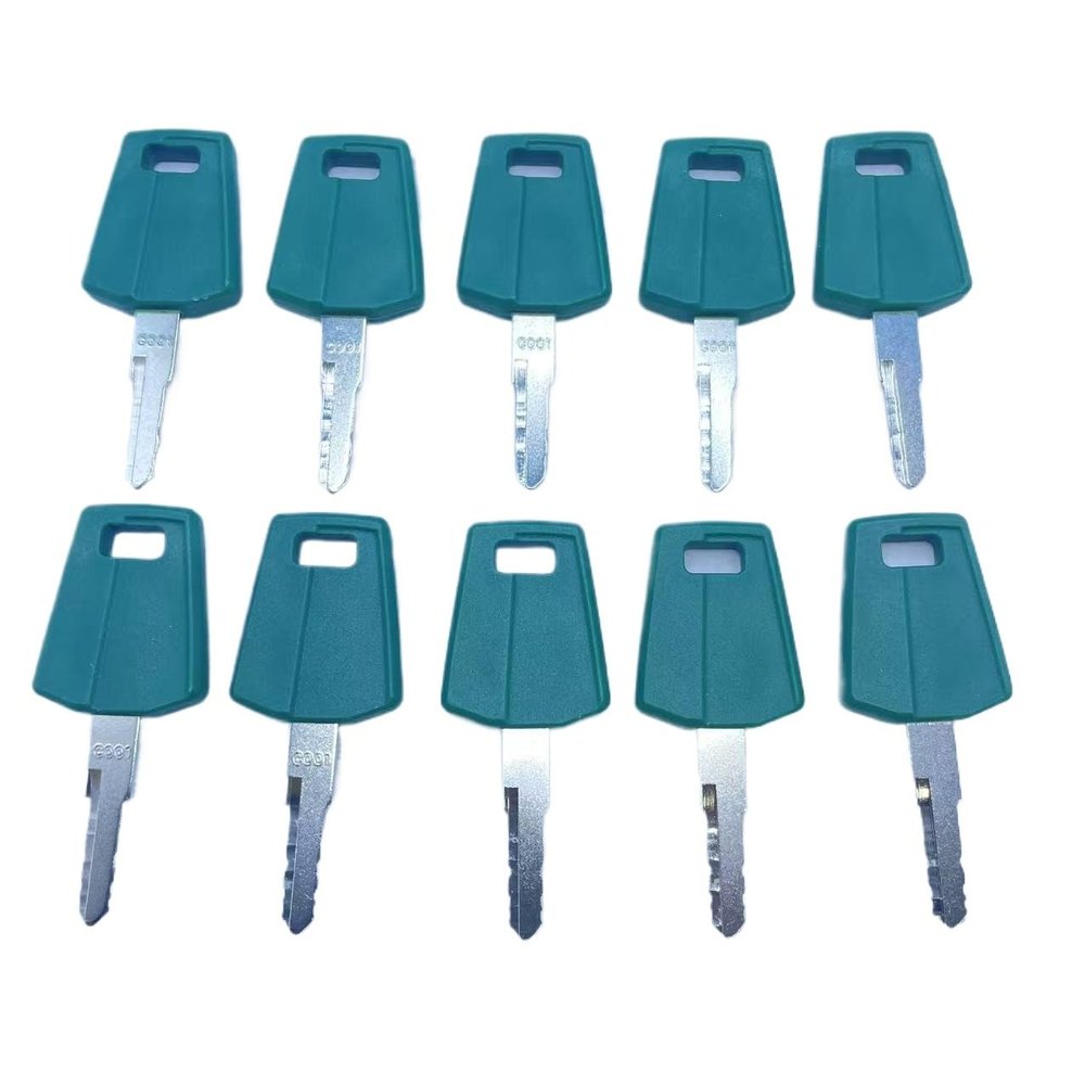 5PCS Heavy Duty Equipment Keys, C001 Ignition Key, Teal (5)
