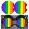 2 Pack Car Coasters for Cup Holders,Rainbow LGBT Pride Flag Car Cup Holder Coasters,2.75" Universal Size Anti Slip Rubber Mat,Car Cup Holder Decal Decor Accessories for Men,Women view 1