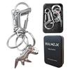 ROLMZJX Handmade Metal Keychains, Car Key Chain, Stainless Key Chain With Small Dinosaur Pendant, Chain Ring Clip Holder Organizer for Home Car Keys Key Finder Women Men(Silvery) view 1