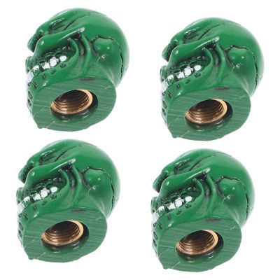 GOOHOCHY 4pcs Valve Cover Air Valve Caps for Car Tires Tire Caps Skull Design Decorative Stem