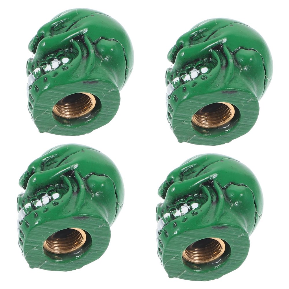GOOHOCHY 4pcs Valve Cover Air Valve Caps for Car Tires Tire Caps Skull Design Decorative Stem