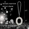 DXNQ Bling Initial Car Rear View Mirror Ornament, Crystal Sparkling Cute Letter Charm Pendant Auto Decor, Hanging Lucky Diamond Initial Charm Car Mirror Bag Ornament for Girl Women (Letter O) view 2
