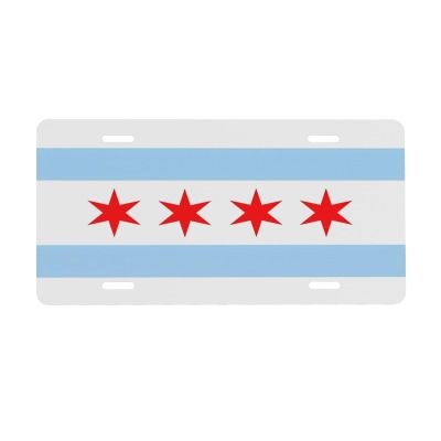 SUNNYEE Chicago City Flag Car License Plate Automotive Front Plates 6" X 12" Aluminum Metal Auto Tag Novelty Vanity Tags Cover Car Decor Accessory with 4 Holes