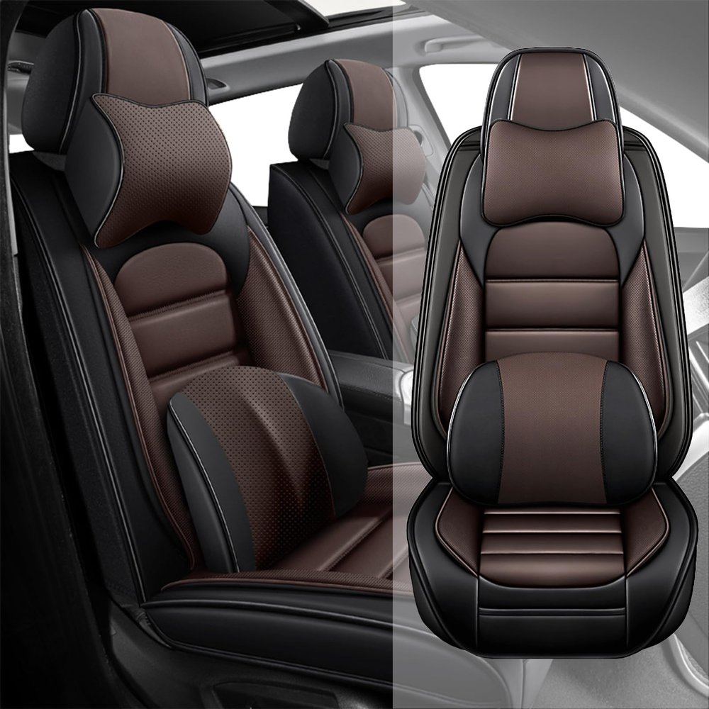AFUNTIO for Subaru Crosstrek 2016-2024 Seat Covers,Car Seat Cover Protector,Waterproof Front Car Seat Covers(Luxury-Black&Coffee)