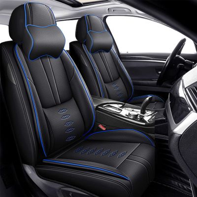 Cscevt Leather Seat Covers for Lexus RZ 450e 2023-2025,Car Seat Covers Front Set,Waterproof Car Seat Protectors with Airbag,Comfort Interior Cover Seats for Cars(Black+Blue,Pillows)
