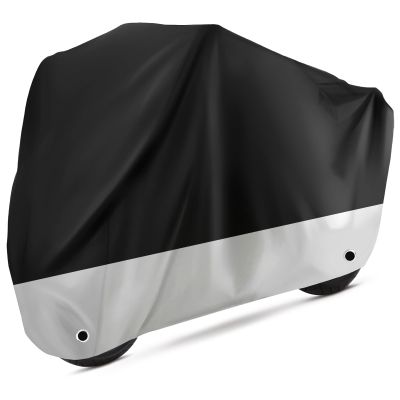 Tokept Motorcycle Cover Waterproof Outdoor Protection with Lock-Holes & Storage Bag Fits up to 104" Motorcycles Vehicle Cover for Harley Davidson Honda Suzuki Kawasaki Yamaha (XXL Black&Silvery)