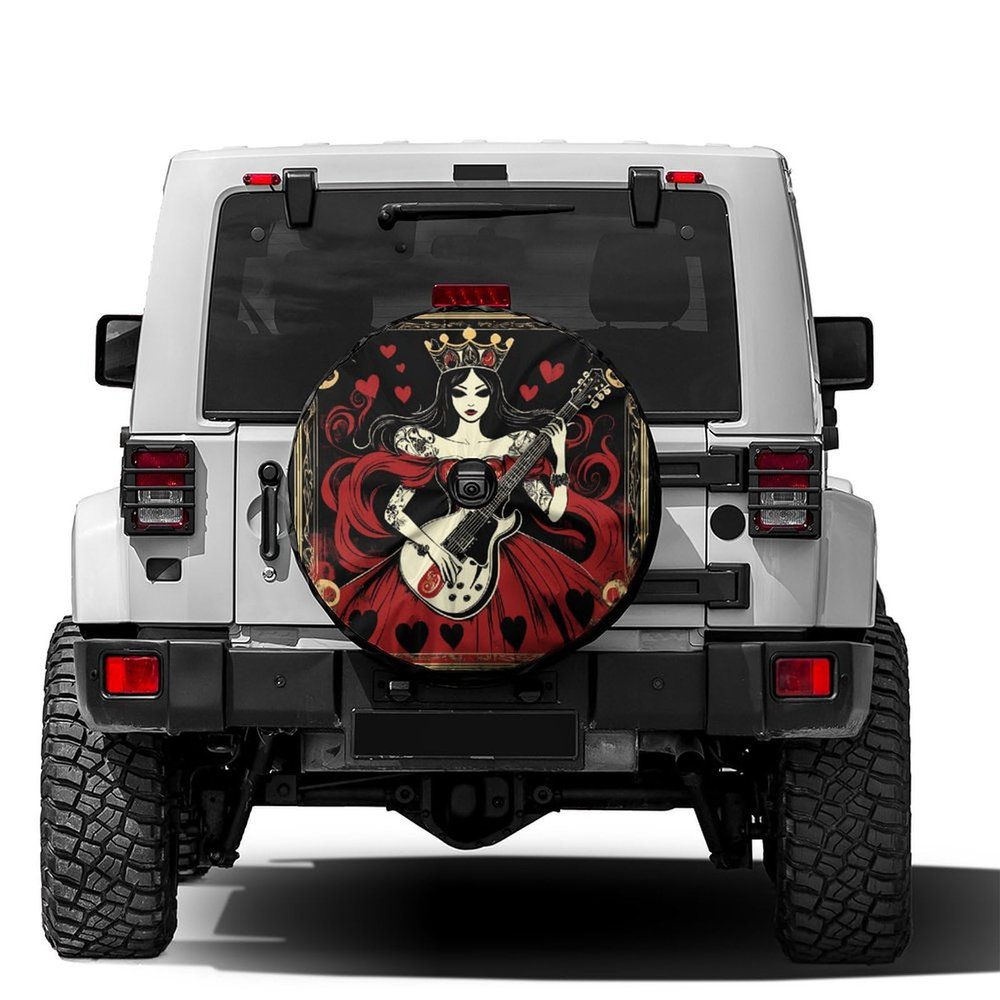 Delerain Queen Spare Tire Cover with Backup Camera Hole Wheel Protectors Sun Protector Waterproof for Trailer RV SUV Truck and Many Vehicle(16 Inch for Diameter 29"-31")