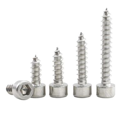 LIUDONGX 10-55pcs Hex Socket Tapping Screws M2 M2.6 M3 M3.5 M4 M5 M6 Stainless Steel Hexagon Socket Self Tapping Screw for Speakers (12mm, M4 30pcs)