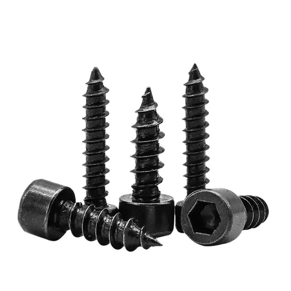 15/50pcs M2 M2.6 M3 M3.5 M4 M5 M6 Hexagon Socket Head Black Hexagon self Tapping Screws(30mm,M4 30pcs)