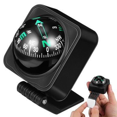 Garneck Car Compass Ball for Dashboard: Adjustible Automotive Compass for Accurate Navigation Portable Compasses Ornament for Vehicles Trucks Boats Road Camping Outdoor Trips