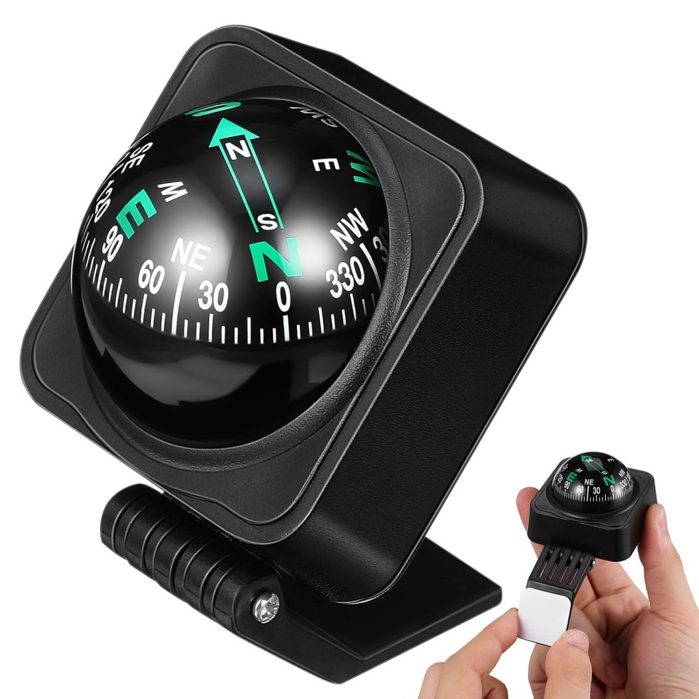 Garneck Car Compass Ball for Dashboard: Adjustible Automotive Compass for Accurate Navigation Portable Compasses Ornament for Vehicles Trucks Boats Road Camping Outdoor Trips