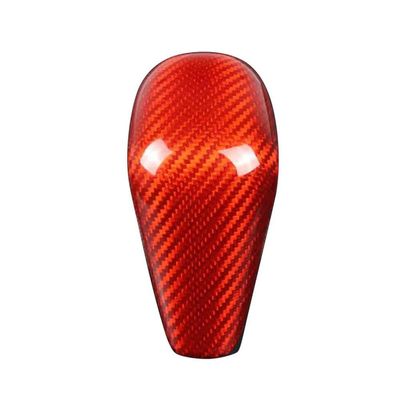 FTRSHNSH Shift Handle Carbon Fiber Car Gear Shift Knob Cover Trim Decoration for A6 2016-2018 A7 2015-2018(Red)