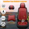 NCNXNN Car Seat Covers for Honda Ridgeline 2010-2026,Leather Waterproof Anti-Slip Four Seasons Universal Seat Cover,Protector Comfort Car Seat Cover with Airbag(Black&Red,5 with Pillows) view 2