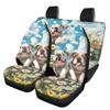 Allhaitong Car Seat Cover Set Cute Pugs Flowers Print Universal Soft Durable Bucket Seats Protector Decorative Auto Interior Accessory Fit Most Cars Truck SUV Van view 1