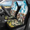 Allhaitong Car Seat Cover Set Cute Pugs Flowers Print Universal Soft Durable Bucket Seats Protector Decorative Auto Interior Accessory Fit Most Cars Truck SUV Van view 3