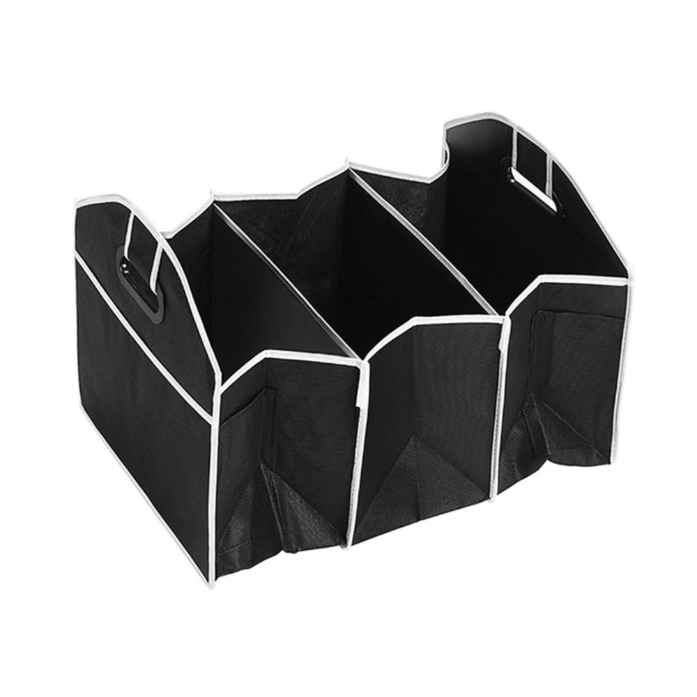 Amosfun Car Storage Box Nonwoven Car Trunk Organizer Bag Portable Car Container for Groceries Emergency Gear and More Black with Style Handle for All Vehicles