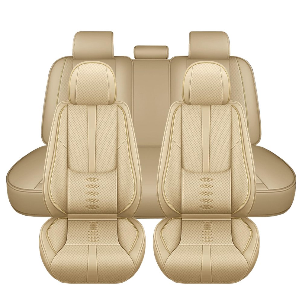 Cscevt Leather Seat Covers for Cadillac SRX 2004-2016,Premium Car Seat Covers Full Set,Waterproof Car Seat Protectors with Airbag,Comfort Interior Cover Seats for Cars(Beige)