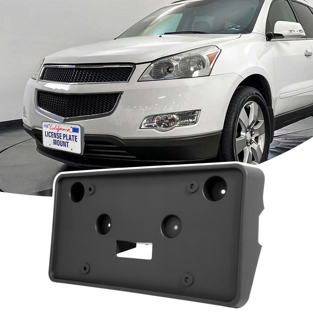 Heavy-Duty ABS Front License Plate Bracket License Plate Holder & Frame Compatible with Chevrolet Traverse 2009-2012,Vibration Dampening & Rust-Proof Design,Replaces OEM# 25826201 & GM1068142