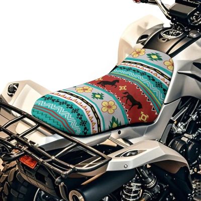 Dreaweet ATV Seat Cover Waterproof Outdoor Four Wheeler Accessories Native American Tribal Horse Seat Covers Universal Fits for Most ATVs Model Scrambler Foreman Rancher Sportsman