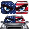Cool Car Accessories American Flag Eyes Sun Shade for Windshield Reflective UV & Heat Protection Accordion Foldable Lightweight Car Window Shade for SUV Sedan Truck view 2