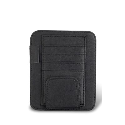 Ferianl Car Sun Visor Organizer, Small Leather Car Visor Organizer with Sunglasses Clip, Multifunctional Auto Sun Visor Storage Pocket, Card Sleeve Pocket Organizer for Driving License, Pen, Chapstick