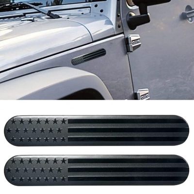 Haiyou 2pcs USA American Metal Flag Auto Emblem - 3D Decal Sticker for Cars Trucks Suvs Motorcycles - Black Patriotic Badge