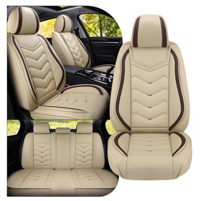 ACDY Car Seat Covers Fit for Chrysler Voyager 2000-2026, Stylish Sport Seat Covers, Waterproof Wear-Resistant Premium Nappa Leather Car Seat Cover.(Full Set/Beige)