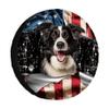 Smiling Border Collie Dog with US Flag Decor Spare Tire Cover Fit for Car, SUV, Rv, Trailer, Truck, Protects Against Dust, Sun and Increases The Life of Tyres, 14-18 Inches view 1