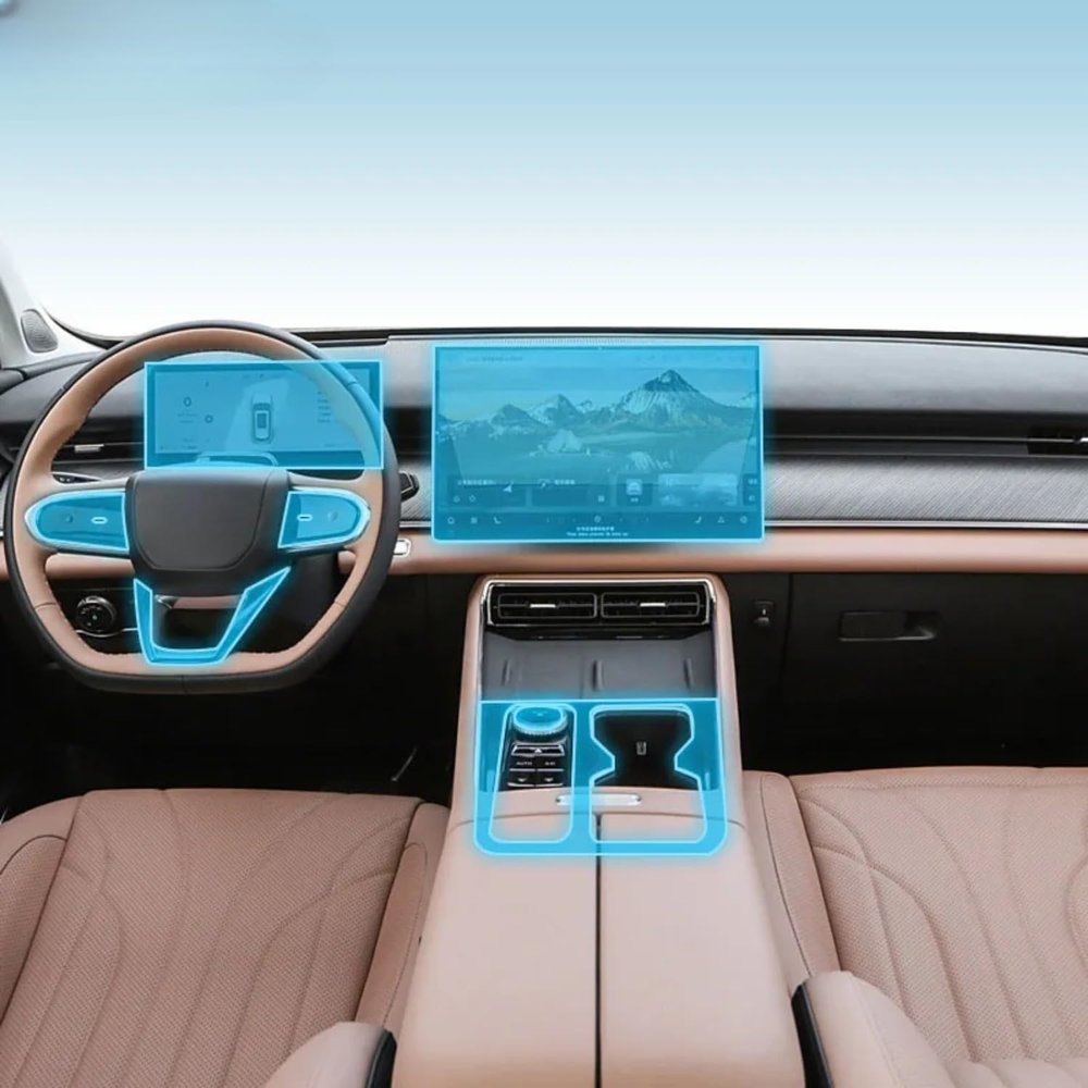 Car Interior Film Dashboard Piano Board Shift Center Console Anti-Scratch Transparent TPU Protection Film,for Chery Tiggo 8 2024-2025 (Style for LHD)