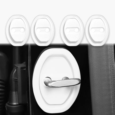 YJMOTOR for 4PCS Door Latch Lock Cover,Silicone Door Latch Guard Car Decorations&Protects Door Latches,Universal Self-Adhesive Door Lock Latch Protector Car Accessories for Most Vehicles(White)