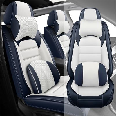 AFUNTIO for Pickup Truck GMC Canyon 2004-2024 2025 Seat Covers,Car Seat Cover Protector,Waterproof Front Car Seat Covers(Luxury-Blue&White)