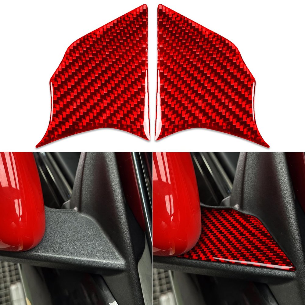 Real Quality Soft Carbon Fiber Rearview Mirror Base Trim Panel Sticker Exterior Compatible With Ford Explorer 2020 2021 2022 2023 Accessories Red