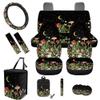 gearider Mushroom Car Seat Cover Full Set with Steering Wheel Cover Seatbelt Pads Car Cup Mat Flower Auto Garbage Bin Keychain USA Flag Air Vent Storage Pouch, 12 PCS view 1
