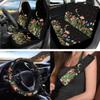 gearider Mushroom Car Seat Cover Full Set with Steering Wheel Cover Seatbelt Pads Car Cup Mat Flower Auto Garbage Bin Keychain USA Flag Air Vent Storage Pouch, 12 PCS view 2