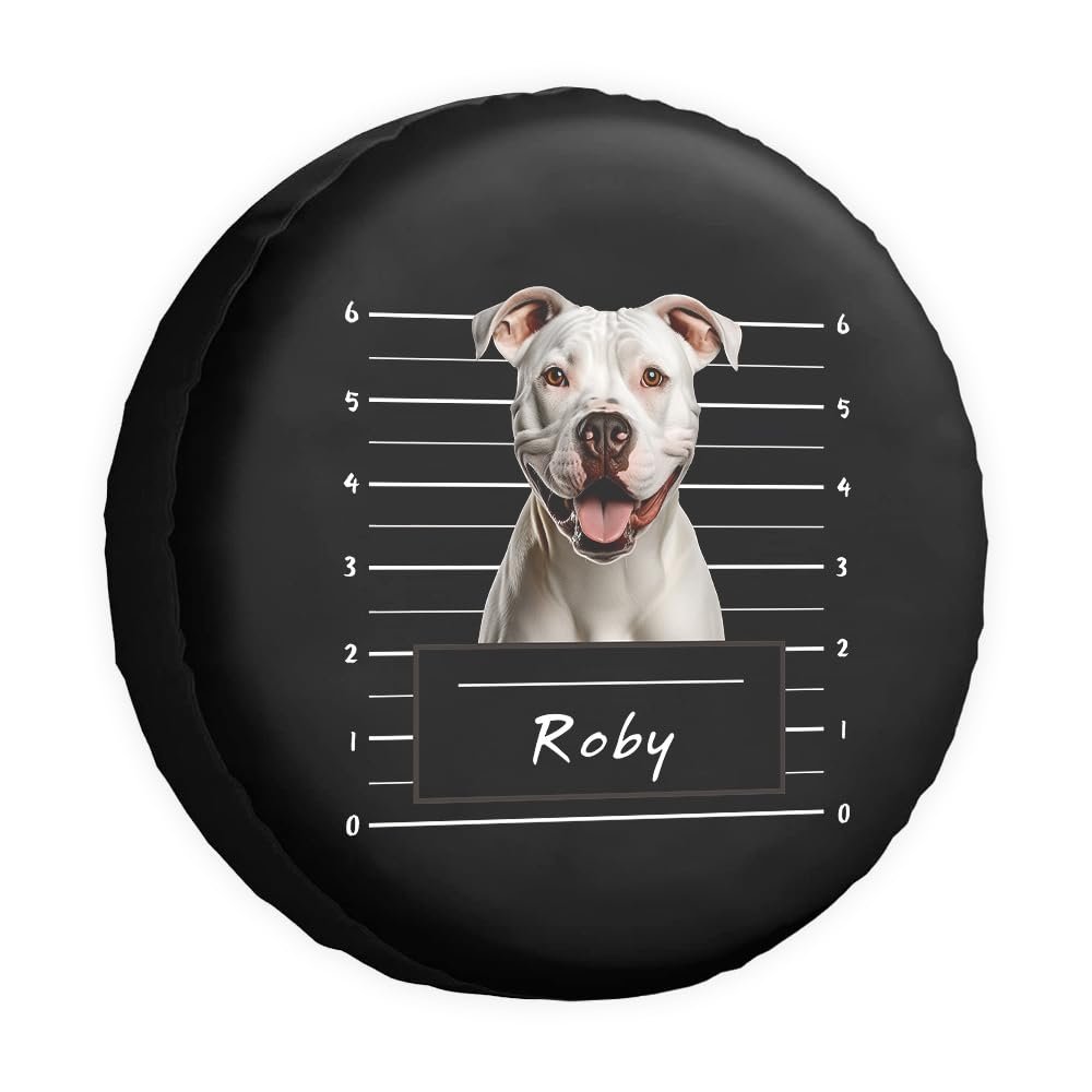 Bad Dogo Argentino Dog Decor Black Spare Tire Cover Bad Dog Wheel Tire Cover Fit for Car, SUV, Rv, Trailer, Truck, Protects Against Dust, Sun and Increases the Life of Tyres, 14-18 Inches