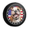 Smiling English Bulldog Dog with American Flag Decor Black Spare Tire Cover Fit for Car, SUV, Rv, Trailer, Truck, Protects Against Dust, Sun and Increases The Life of Tyres, 14-18 Inches view 1