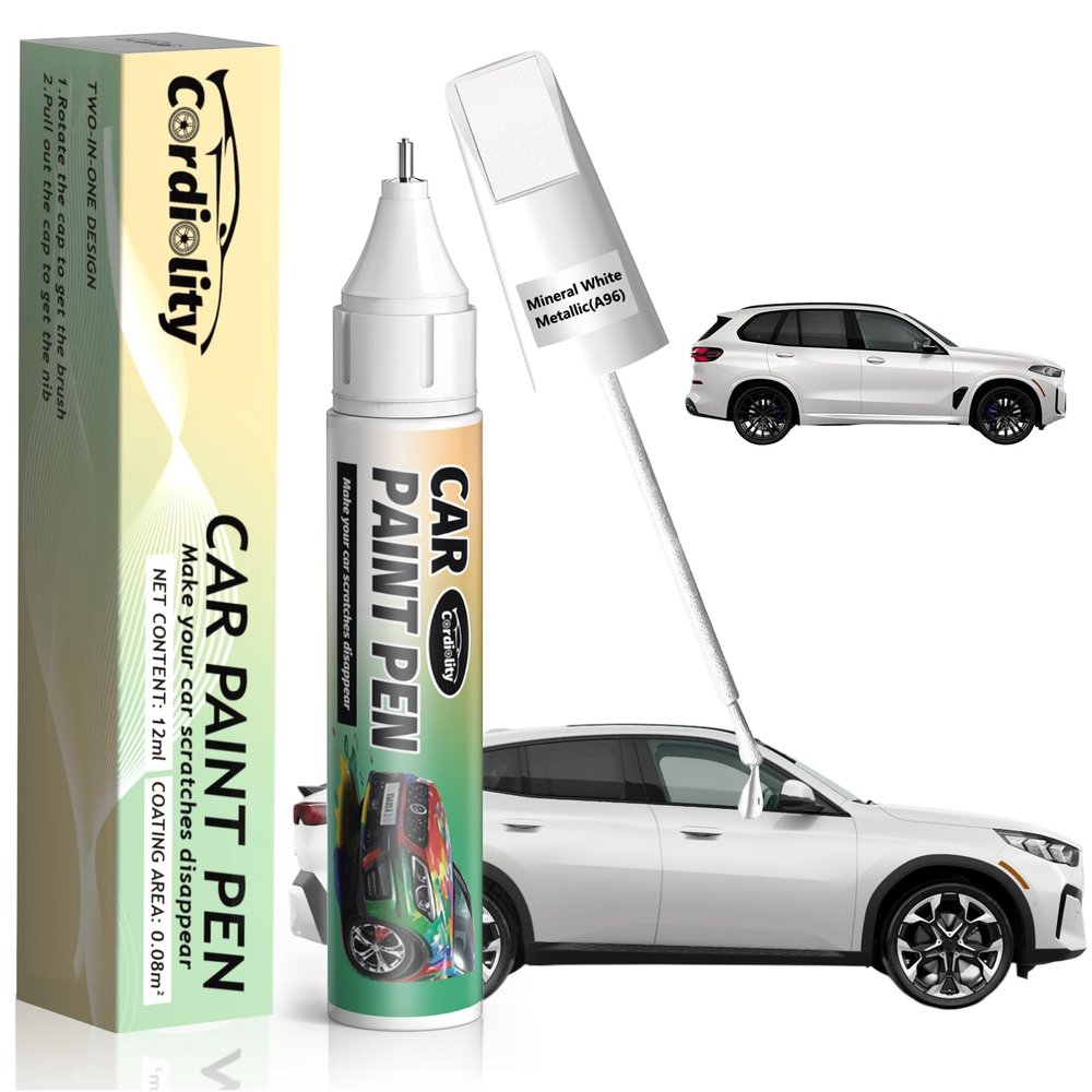A96 Mineral White Metallic Touch Up Paint for BMW, Color Accurate Car Paint Scratch Repair Pen, Quick & Easy Fix Automotive Chips and Nicks