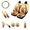 JOAIFO Highland Cow Car Seat Cover Full Set with Front Back Seats Steering Wheel Covers Auto Seat Belt Pads Cup Holder Coaster and Key Chains Shift Protector for SUV Truck Vans Sedans view 1