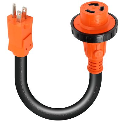RV Power Adapter 15 Amp to 30 Amp RV Adapter, NEMA 5-15P Male Plug to L5-30R Female Receptacle Camper Electrical Adapter with Ergonomic Handle, 13 Inch 30 amp rv Plug, ETL Listed Power Connector