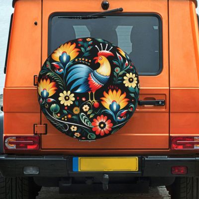 Spare Tire Cover Waterproof Dust-Proof Wheel Cover Windproof Tire Protector Polish Folk Art Pattern Tire Wheel Protector Rv Tire Covers Universal Size Fit for Trailers Camper Truck 14 inch