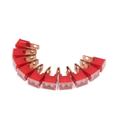 10Pcs 32V 50A Red Plastic Push-in Type Male PAL Blades Fuse for Cars Vehicle