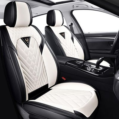 HBXT Car Seat Covers for Lexus RX 350 2007-2026, Premium Nappa Leather Waterproof & Anti-Slip, Full Coverage Customized fit Lexus RX 350 Seat Covers Front Set (2 Seats Standard,Black-White)