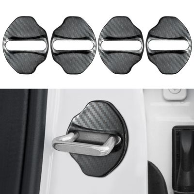 TOMALL 4Pcs Car Door Lock Latches Covers Compatible with Mercedes-Benz AMG (GLA GLB CLA A) A C EQA EQB Stainless Steel Vehicle Specific Exterior Accessories (Carbon Fiber)