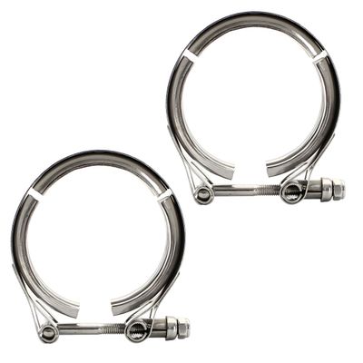 UHANBUT 3 Inch Car V Band Clamp, Automotive Exhaust Tube Clamps for Flange Kit, Stainless Steel V Band Clamp Replacement Accessories for Downpipes, Exhaust Systems (3", 2PCS)