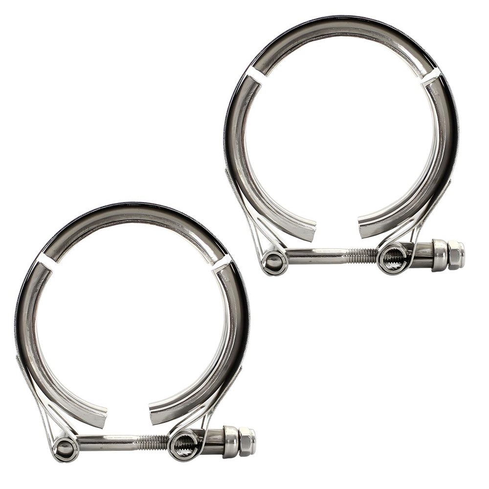 UHANBUT 3 Inch Car V Band Clamp, Automotive Exhaust Tube Clamps for Flange Kit, Stainless Steel V Band Clamp Replacement Accessories for Downpipes, Exhaust Systems (3", 2PCS)